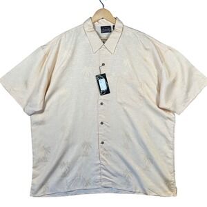 Rick's Cafe Men's Tropical Palm Tree Print‎ Short Sleeve Button Up Shirt XXL